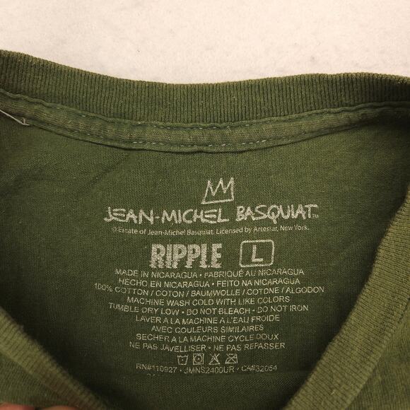 Jean Michel Basquiat Crew Neck Short Sleeve T-Shirt Mens Size Large L Green - Picture 3 of 9